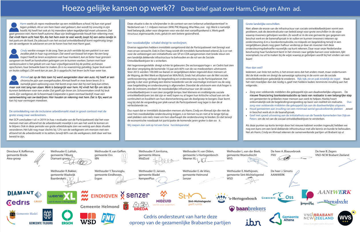 Dit is de oproep aan het kabinet om regie te nemen op de Participatiewet.