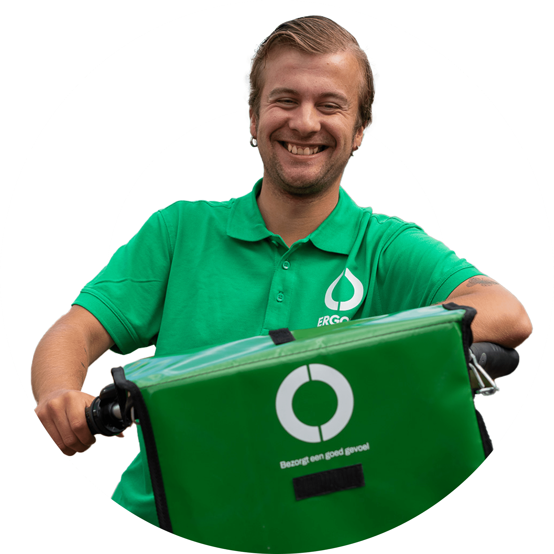 Een grafische bewerking van een medewerker van Ergon Post in het Ergon beeldmerk.